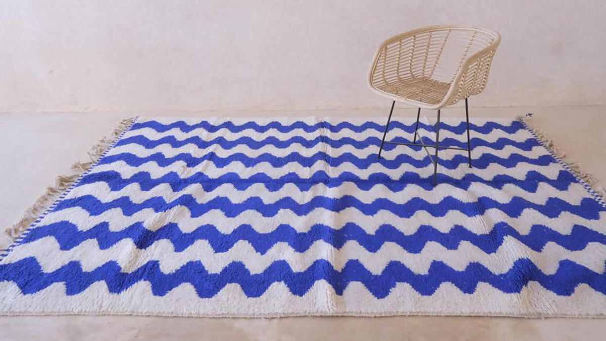 BERBERTEPPICH aus reiner Wolle 203x 294 cm - Blau, Naturmaterialien (203/294cm) - AFK Living