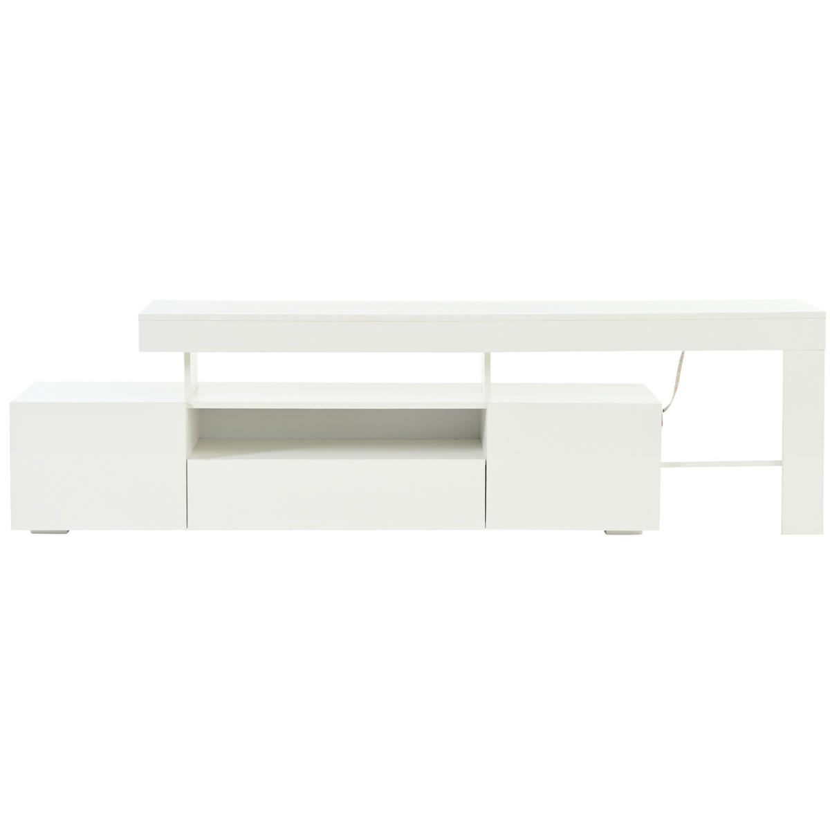 TV ormarić 192/37/53 cm bijeli od iverice s LED rasvjetom i visokim sjajem - bijela, drvni materijal (192/53/37cm) - OKWISH