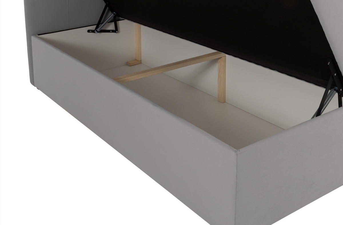 BOXBETT VELLIS mit Topper und Bettkasten, Silberfarben, 160x200 cm - Silberfarben, Textil (160/200cm) - KS Home Concept