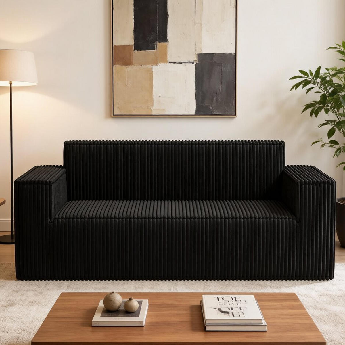 2-SITZER SOFA Cord Schwarz - Schwarz, Textil (178/70/86cm) - WISHDOR