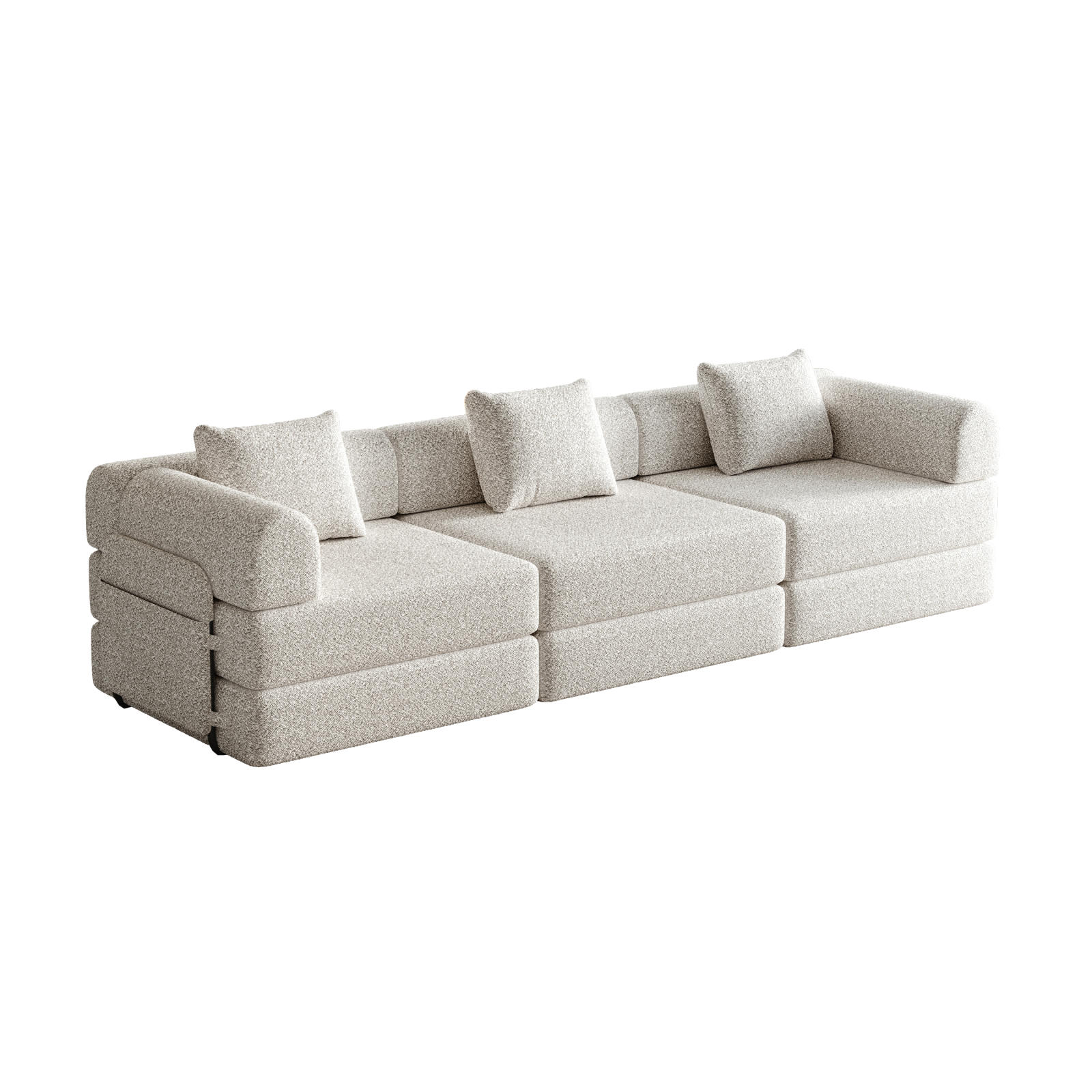 SCHLAFSOFA 2-in-1 aus Chenille mit Armlehnen-Staufach - Sandfarben, Textil (183.8/69.8/91.4cm)