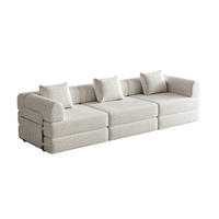 SCHLAFSOFA 2-in-1 aus Chenille mit Armlehnen-Staufach - Sandfarben, Textil (183.8/69.8/91.4cm)
