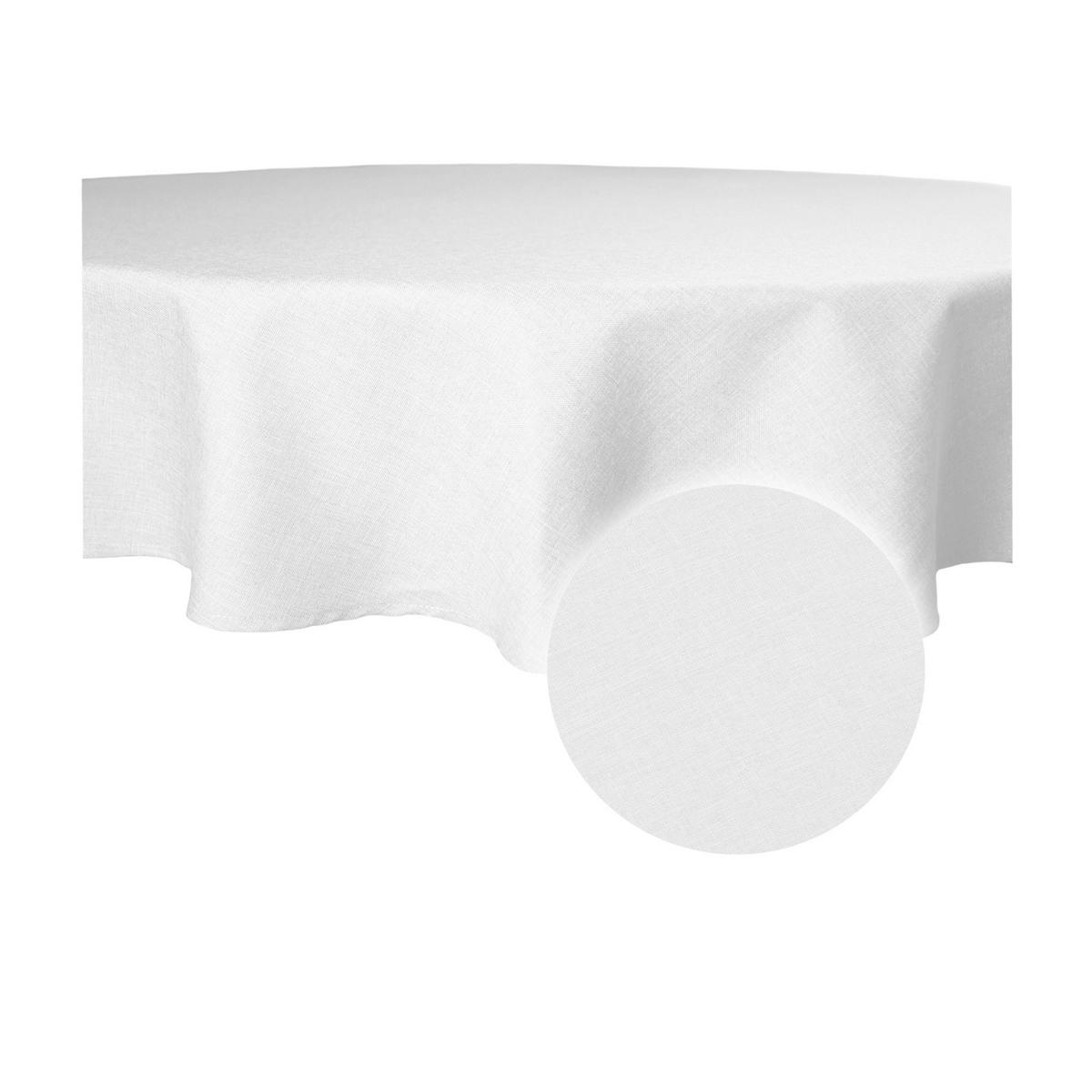 TISCHDECKE Leinenoptik 160 cm rund Weiß - Weiß, Textil (160cm) - TiborTex