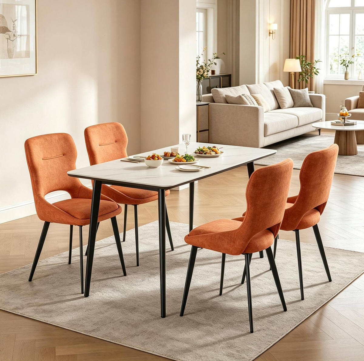 ESSSTUHL 4er-Set Chenille Orange - Orange, Metall (40/86/43cm) - Meubliv