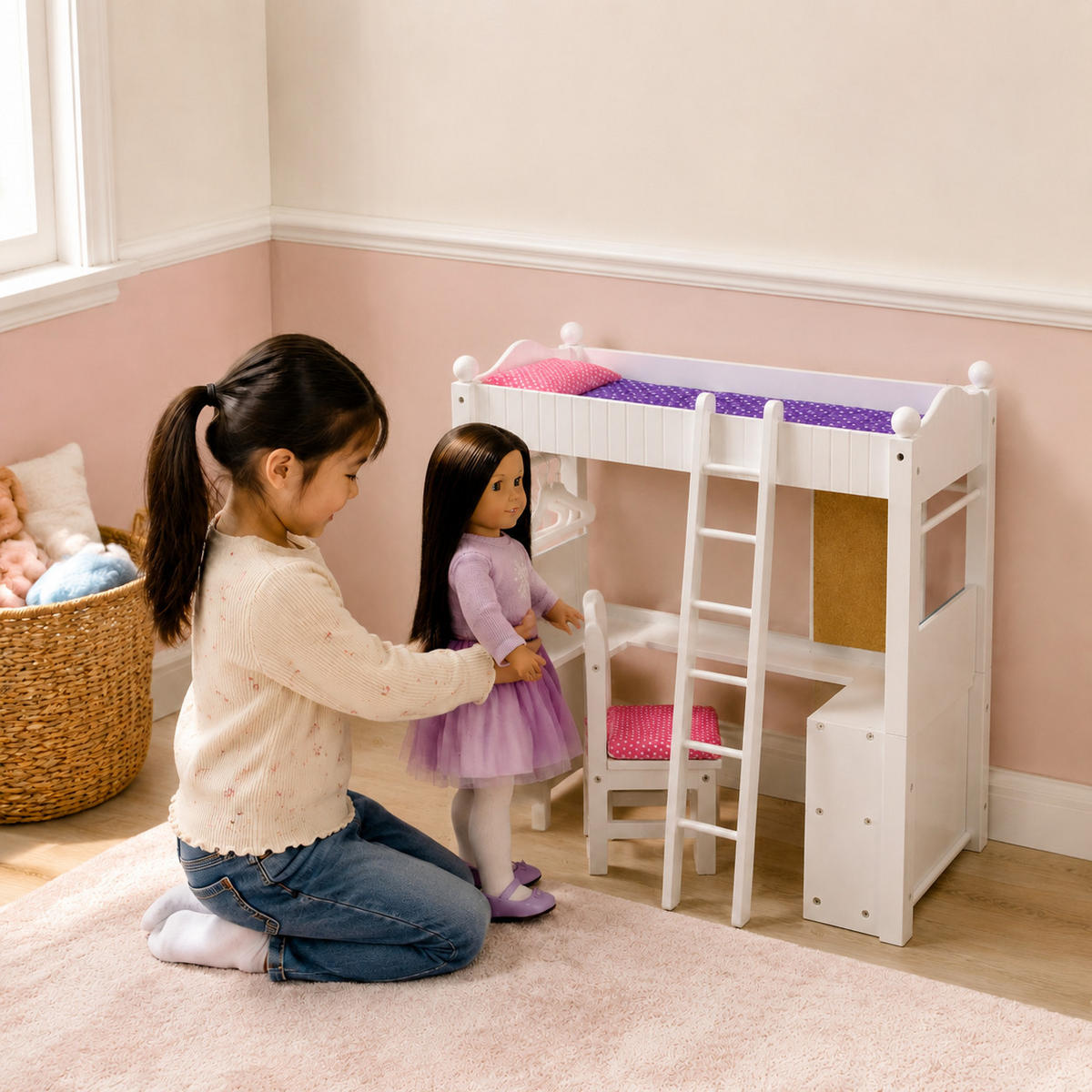 DOPPELSTOCKBETT für Puppen, Weiß, 53,3 cm - Weiß, Holz (53/53/25cm) - Teamson Kids