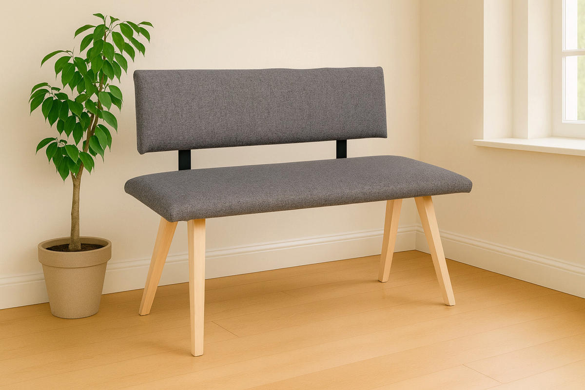 SITZBANK Die Natürliche - Buchefarben/Grau, Holz/Textil (51/84/125cm) - Kundler Home