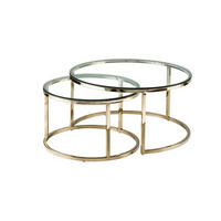 COUCHTISCHE ausziehbar aus gehärtetem Glas und Edelstahl - Goldfarben - MAEVANE II - Transparent/Goldfarben, Metall (80/80/42cm) - Pascal Morabito