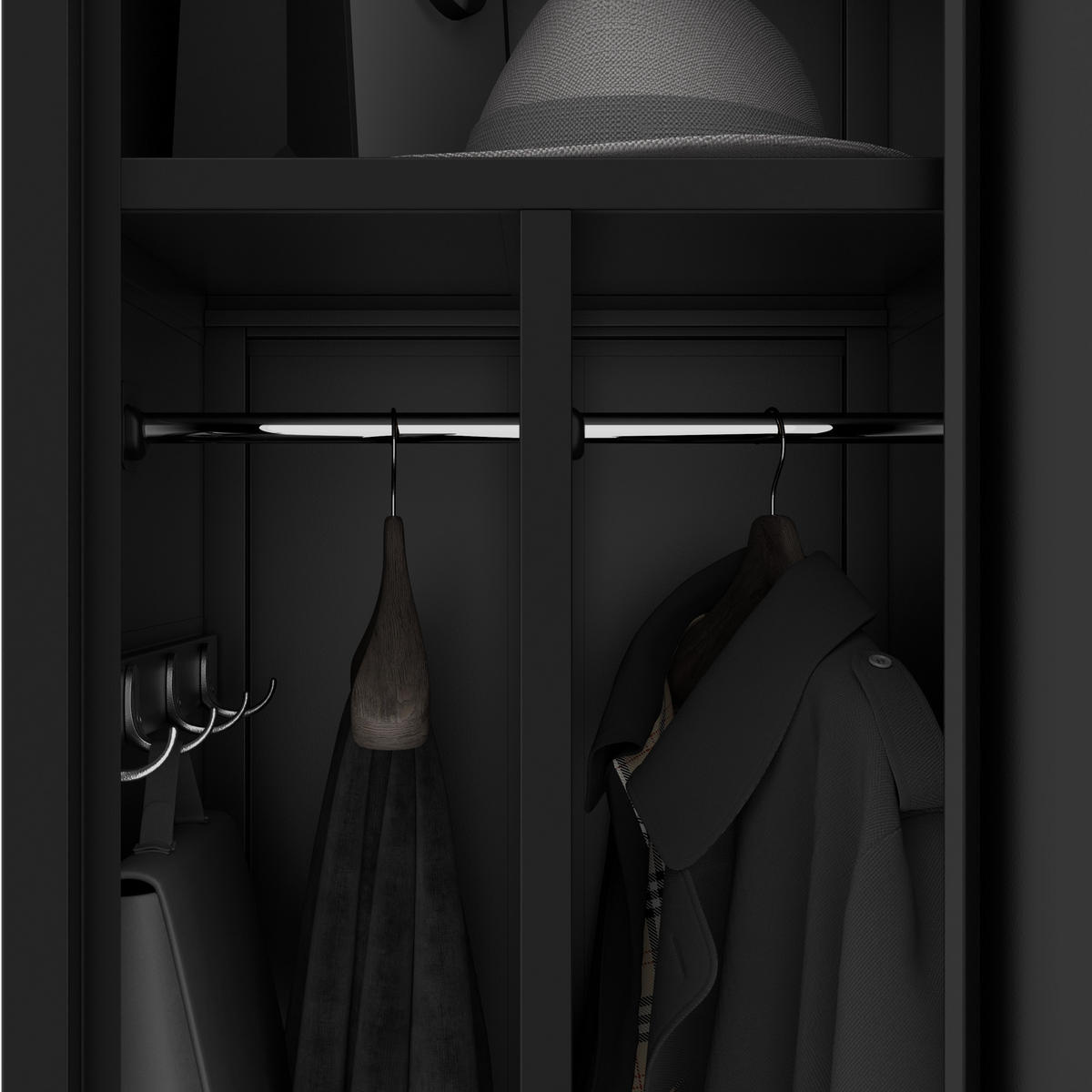 METALL-ARBEITSSCHRANK KACPER 1 Plus - Schwarz, Metall (40/180/50cm) - Jan Nowak