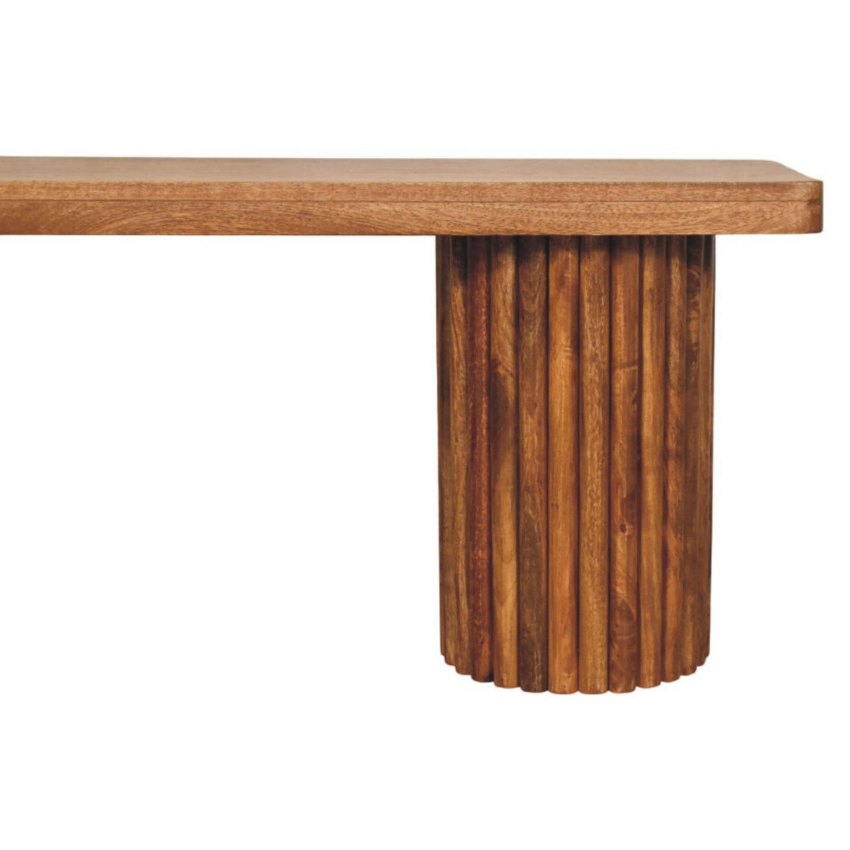 LAVICA s povrchovou úpravou Amber Oak, 2 valcovité drážkované podstavce, teplohnedá - hnedá, drevo (110/45/35cm) - Artisan Furniture