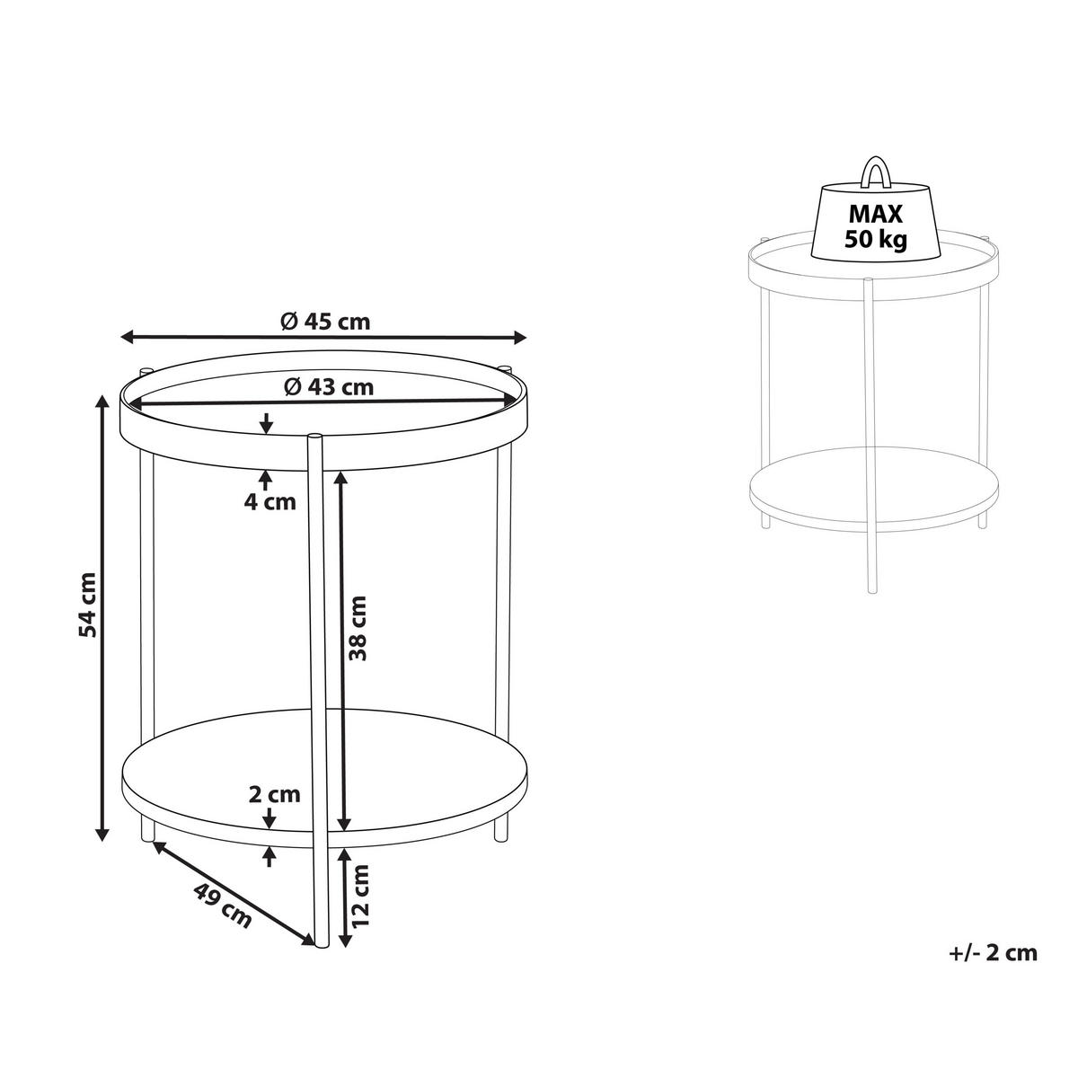 BEISTELLTISCH Hellbraun Lander - Braun, Holzwerkstoff (49/49/54cm) - Beliani