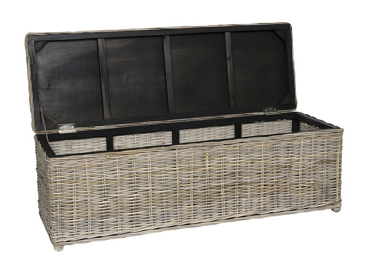 KOFFER zur Aufbewahrung GAO - Kabu - L130 x T45 x H44 cm - Grau - Grau, Naturmaterialien (45/44/130cm) - Vente-Unique