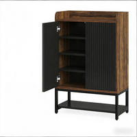 SCHUHSCHRANK Schwarz Dunkelbraun 73/35/105 cm - Schwarz, Metall (73/105/35cm) - PANGIVO