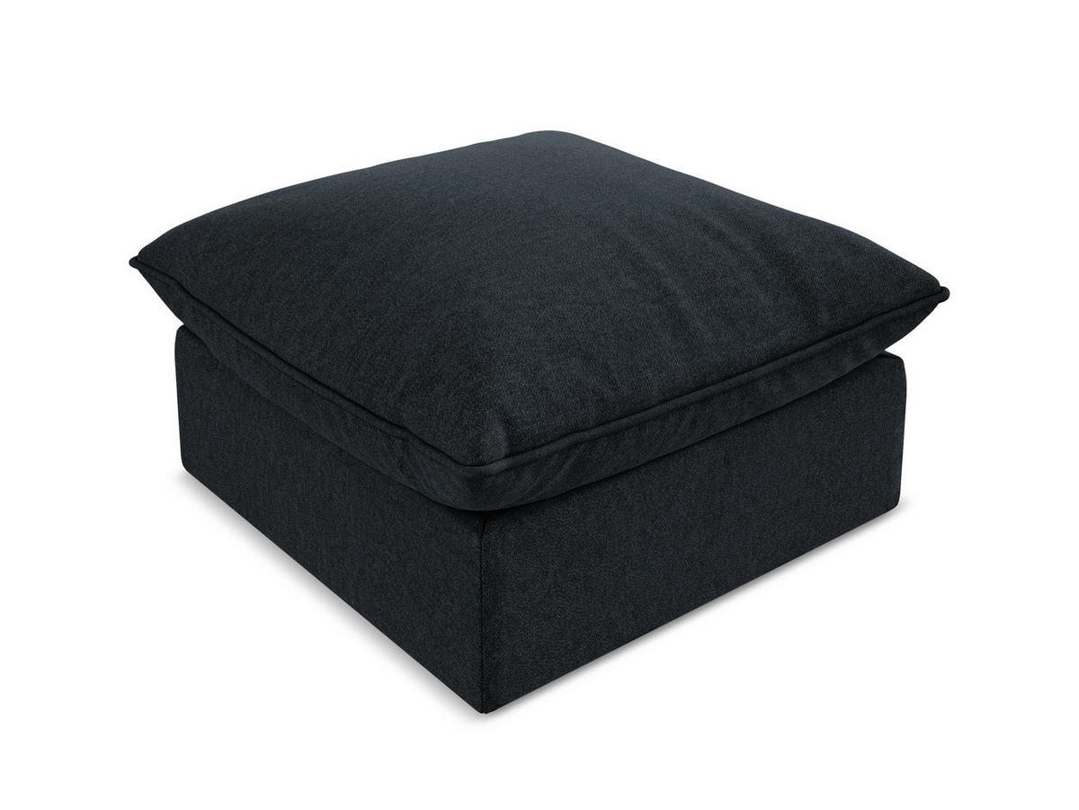POUF Samt Stoff Blau - Blau/Schwarz, Holzwerkstoff/Kunststoff (75/45/75cm) - Makamii