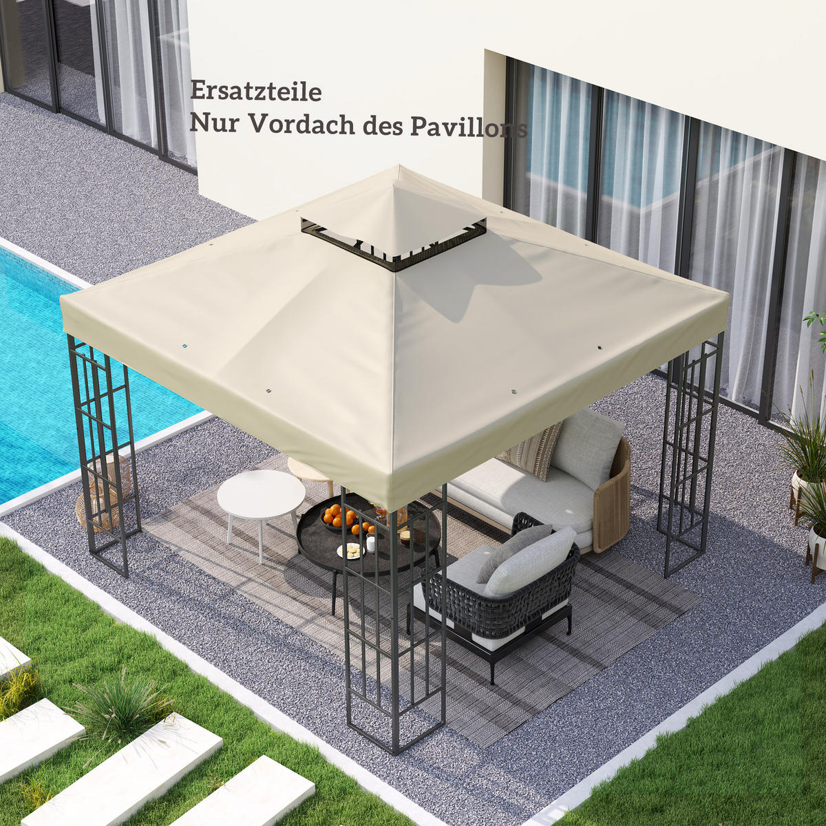 ERSATZDACH für Pavillon 3 x 3 m - Creme, Kunststoff (300/1/300cm) - Outsunny