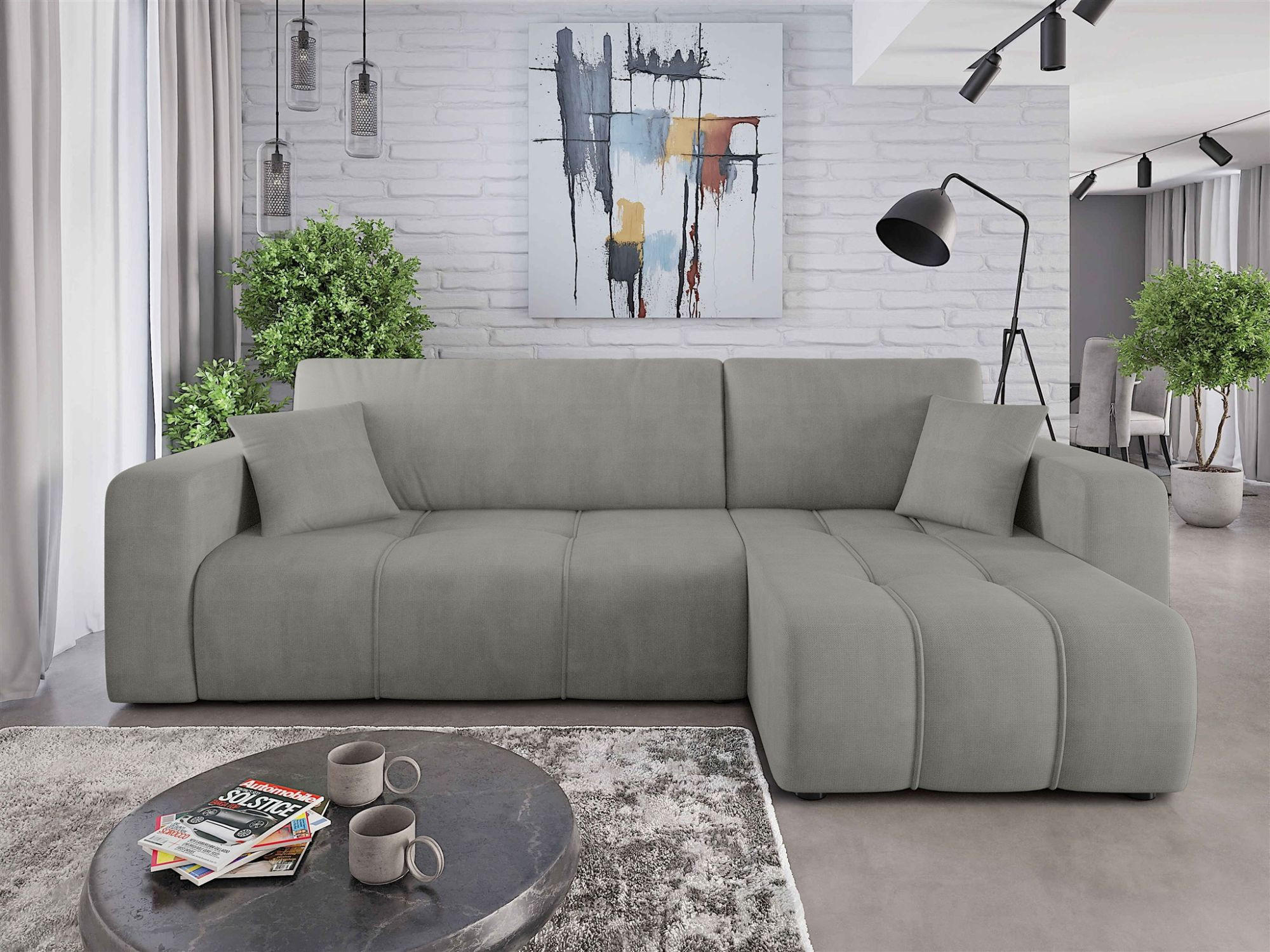 ECKSOFA Dagny Mit Schlaffunktion - Hellgrau, Holzwerkstoff/Textil (248/146cm) - Fun Möbel