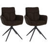 ARMLEHNENSTUHL 2er Set Stoff Braun - Schwarz/Braun, Textil/Metall (60/88/65cm) - CLP
