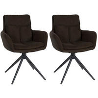 ARMLEHNENSTUHL 2er Set Stoff Braun - Schwarz/Braun, Textil/Metall (60/88/65cm) - CLP
