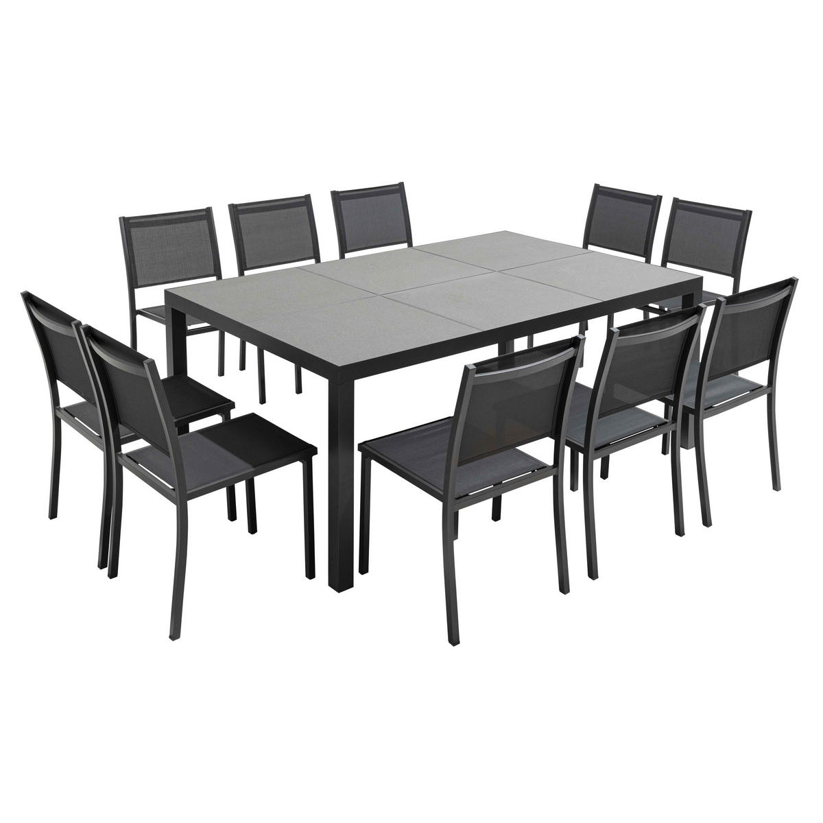 GARTENSET 11-tlg., Grau - Grau, Metall - Oviala