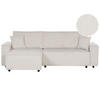 2-SITZER-ECKSOFA Cord cremeweiß linksseitig mit Schlaffunktion Abacka - Schwarz/Weiß, Textil (247/147cm) - Beliani