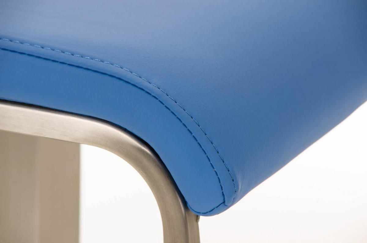 BARHOCKER Lederlook Blau - Blau/Edelstahlfarben, Textil/Metall (39/78/42cm) - CLP