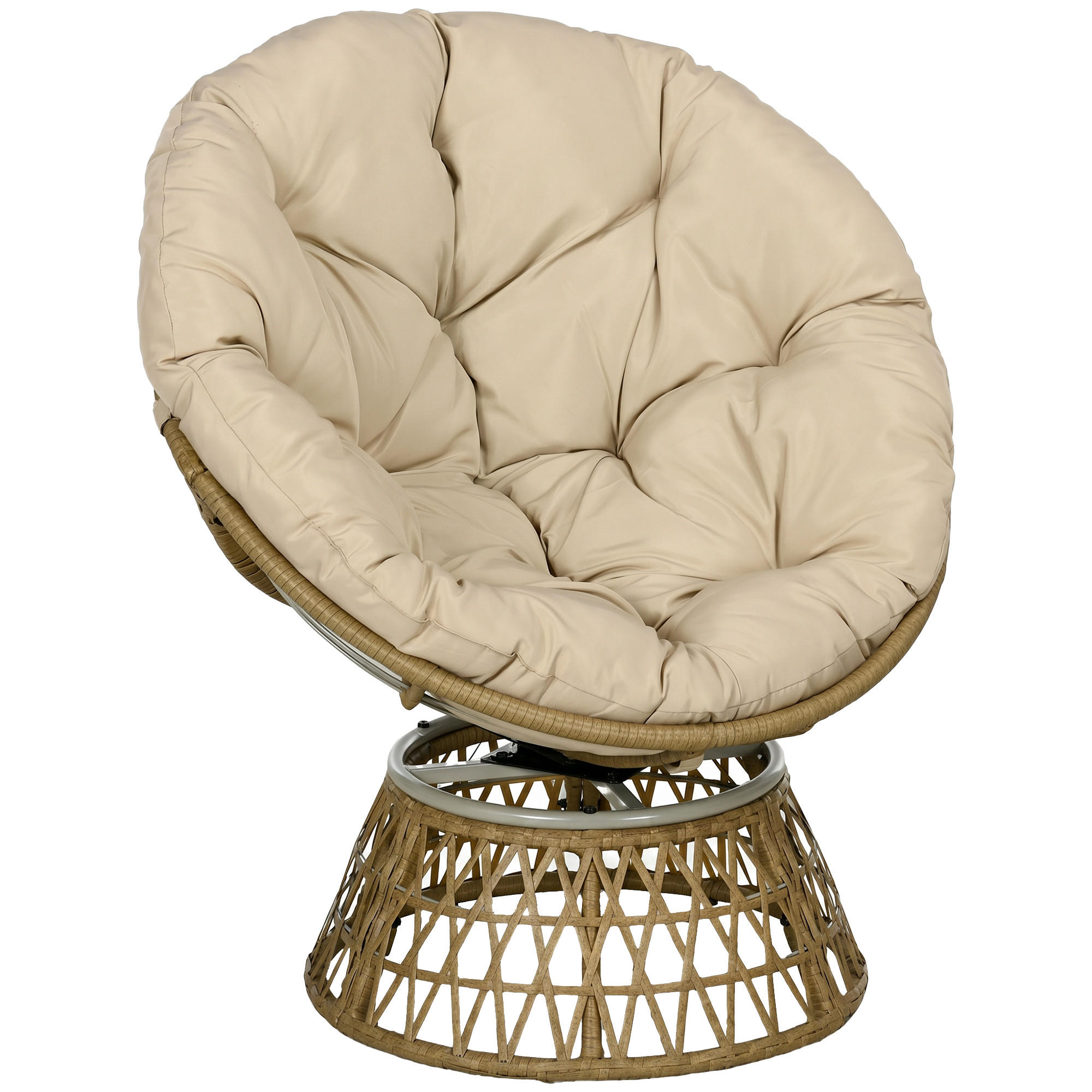 PAPASANSESSEL mit Polster 360 Grad Verstellbare Fußstütze 85 x 70 x 82 cm Khaki - Braun, Kunststoff (85/82/70cm) - Outsunny