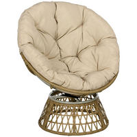 PAPASANSESSEL mit Polster 360 Grad Verstellbare Fußstütze 85 x 70 x 82 cm Khaki - Braun, Kunststoff (85/82/70cm) - Outsunny