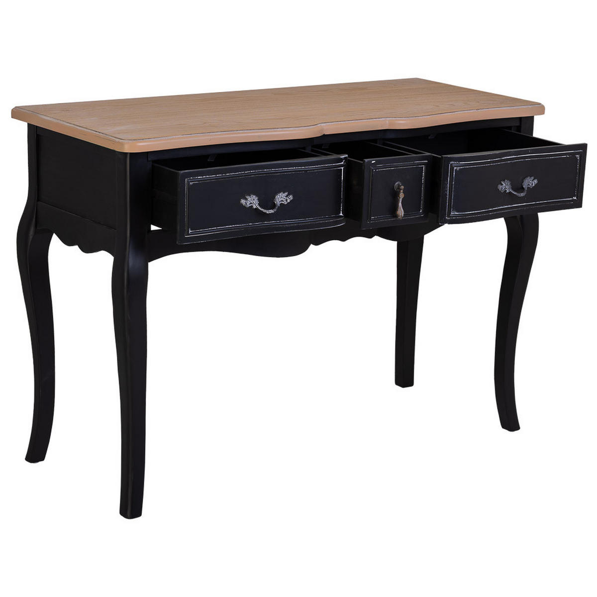 EMPFANGSTISCH aus lackiertem Holz mit 3 Schubladen 115x50x80h cm - Schwarz - Schwarz, Holz (50/115/80cm) - Wanderlust