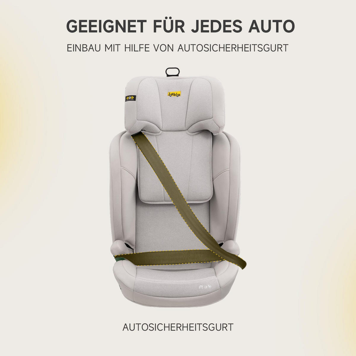 AUTOKINDERSITZ Kindersitzerhöhung i-Size R129& Verstellbare Kopfstütze - Weiß, Textil (44/80/46cm) - BEXEVUE