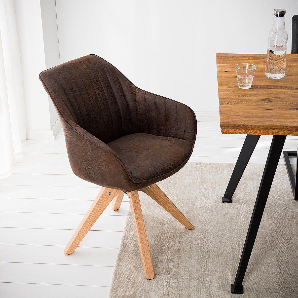 ARMLEHNENSTUHL - Drehbar - Braun, Textil (60/83/65cm) - home24