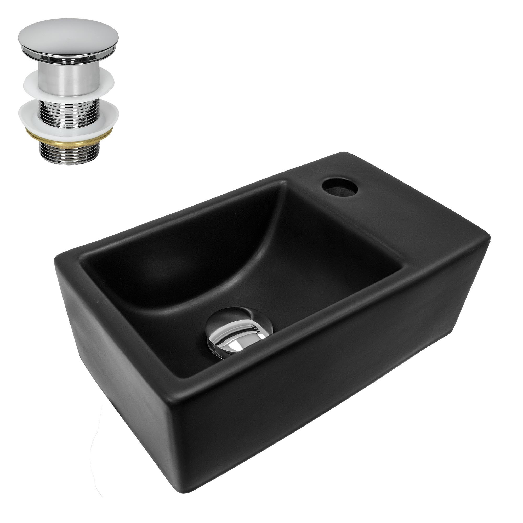 WASCHBECKEN - Schwarz, Keramik (20.5/12.5/35.5cm) - ML-DESIGN