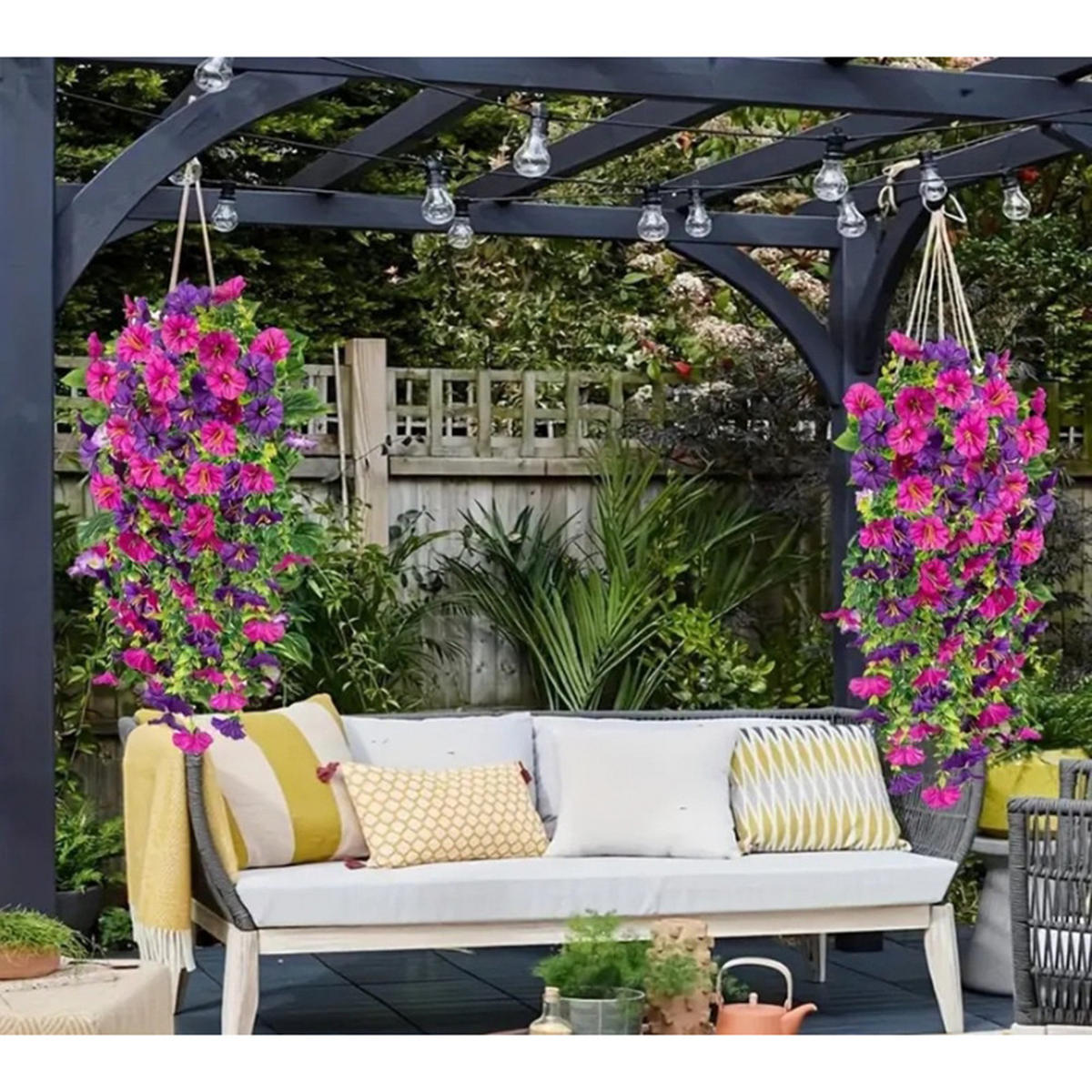 KUNSTBLUME 2 Stück Kunstblumen Veilchen Hängend - Dunkelrosa, Kunststoff (75cm) - Kaket