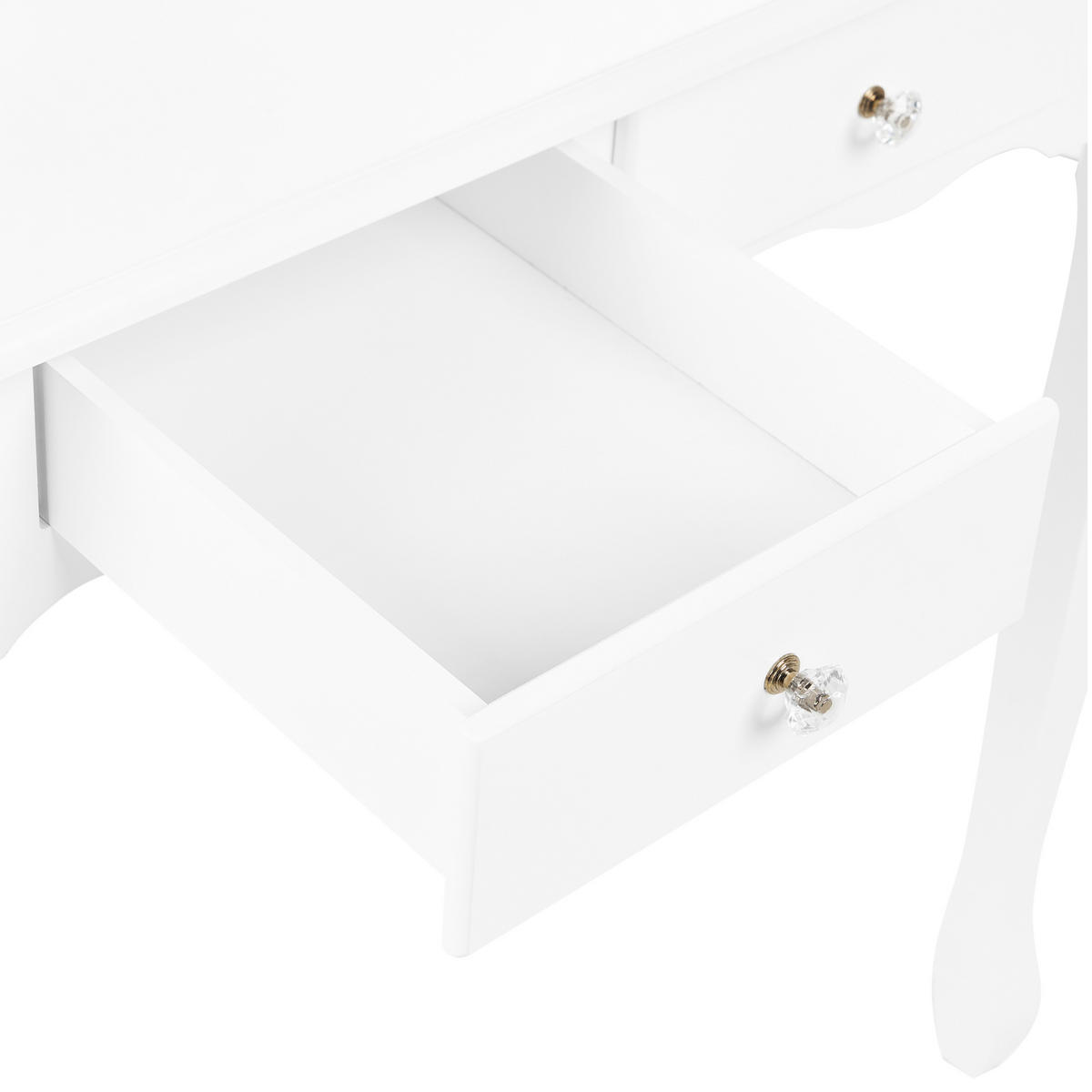 SCHMINKTISCH mit Spiegel und Hocker Weiß Amour - Weiß, Holzwerkstoff (70/139/40cm) - Beliani