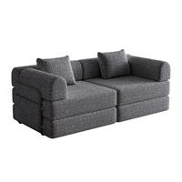 SCHLAFSOFA 2-in-1 aus Chenille mit Armlehnen-Staufach - Grau, Textil (183.8/69.8/91.4cm)