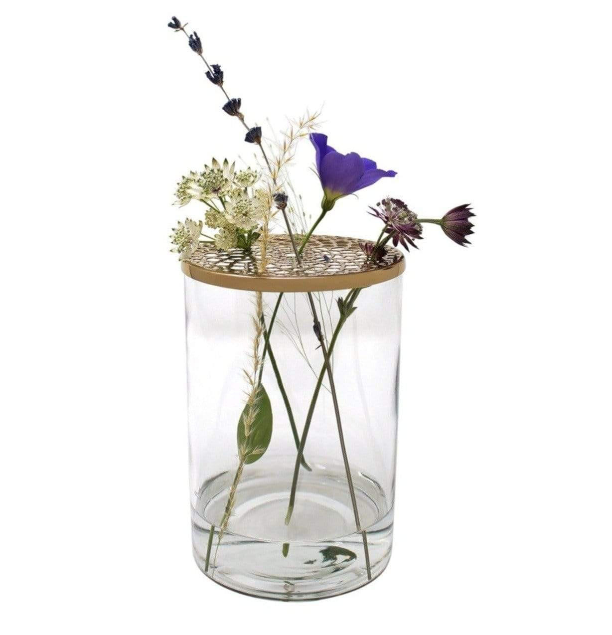 VASE Buket Ikebana aus Eisen und Glas Ø10/15,5 cm - Goldfarben, Glas (10/15.5cm) - LaLe Living