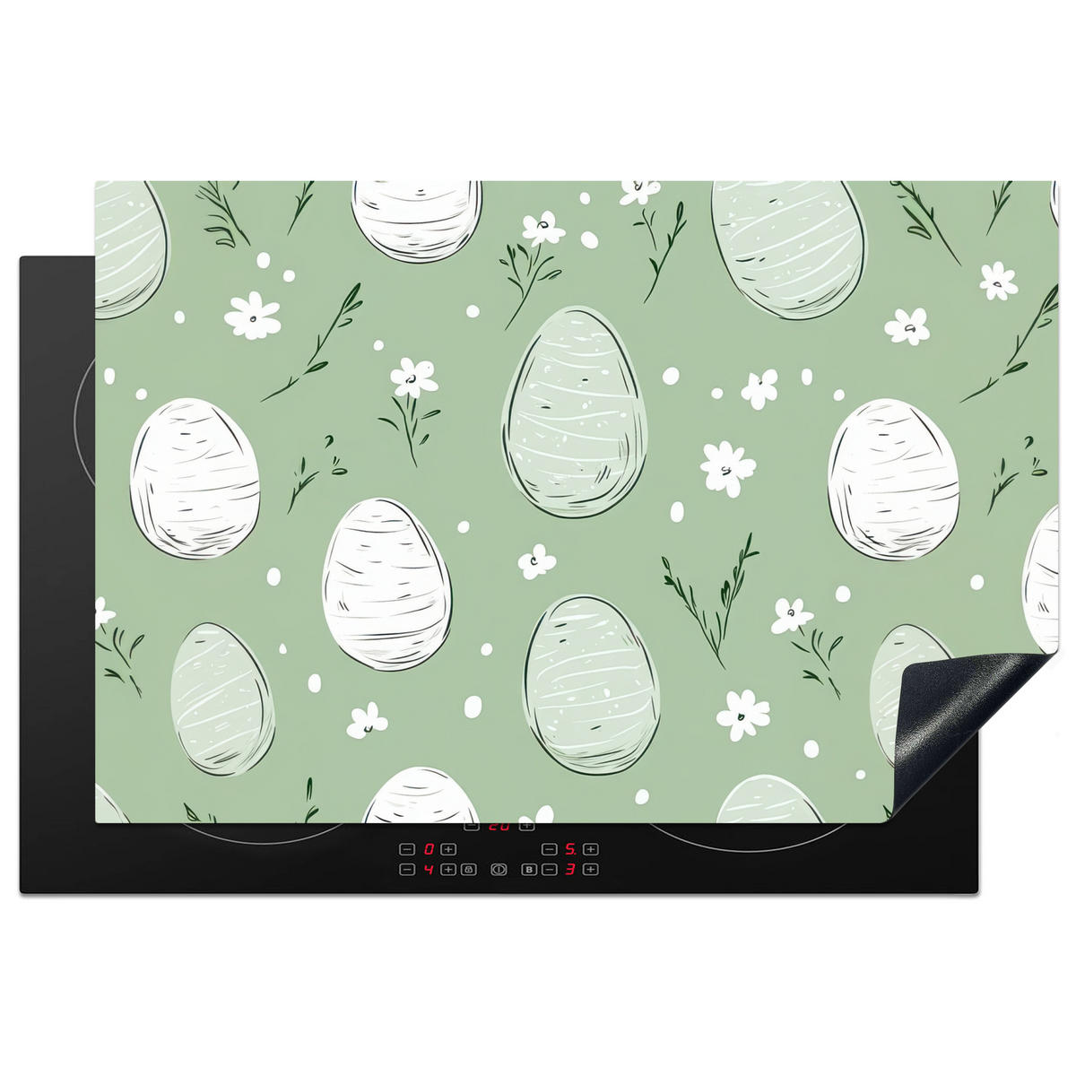 HERDABDECKPLATTE Grün - Eier - Muster Ceranfeldabdeckung 76x51.5 cm - Waldgrün, Kunststoff (76/51.5/0.2cm) - MuchoWow