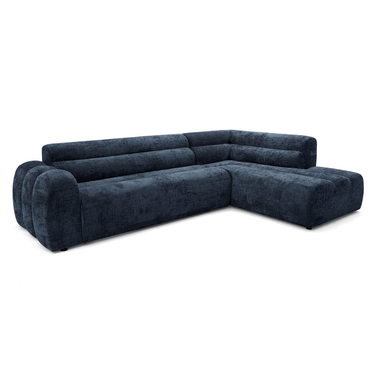 4-SITZER modulares Ecksofa VEER L Rechts, 283 x 190 cm, Chenille Webstoff Marine - Schwarz/Dunkelblau, Holz/Kunststoff (190/283cm) - Muffo
