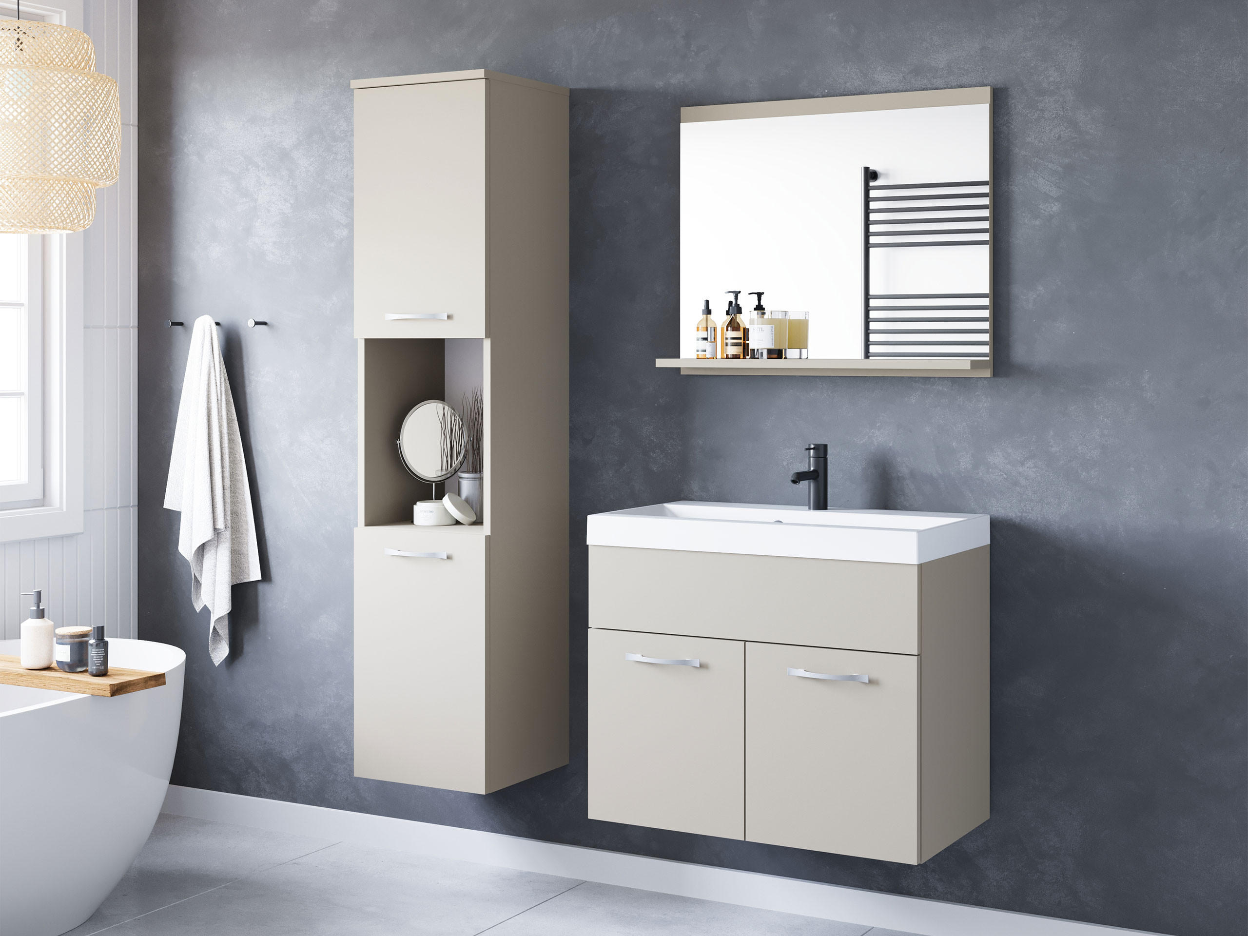 BADMÖBEL-SET Montreal - Kaschmir, Holzwerkstoff (30/132/30cm) - MIRJAN24
