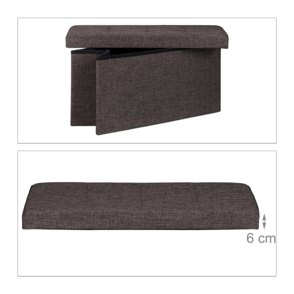 FALTBARE Sitzbank - Braun, Holzwerkstoff/Textil (38/38/76cm) - Relaxdays