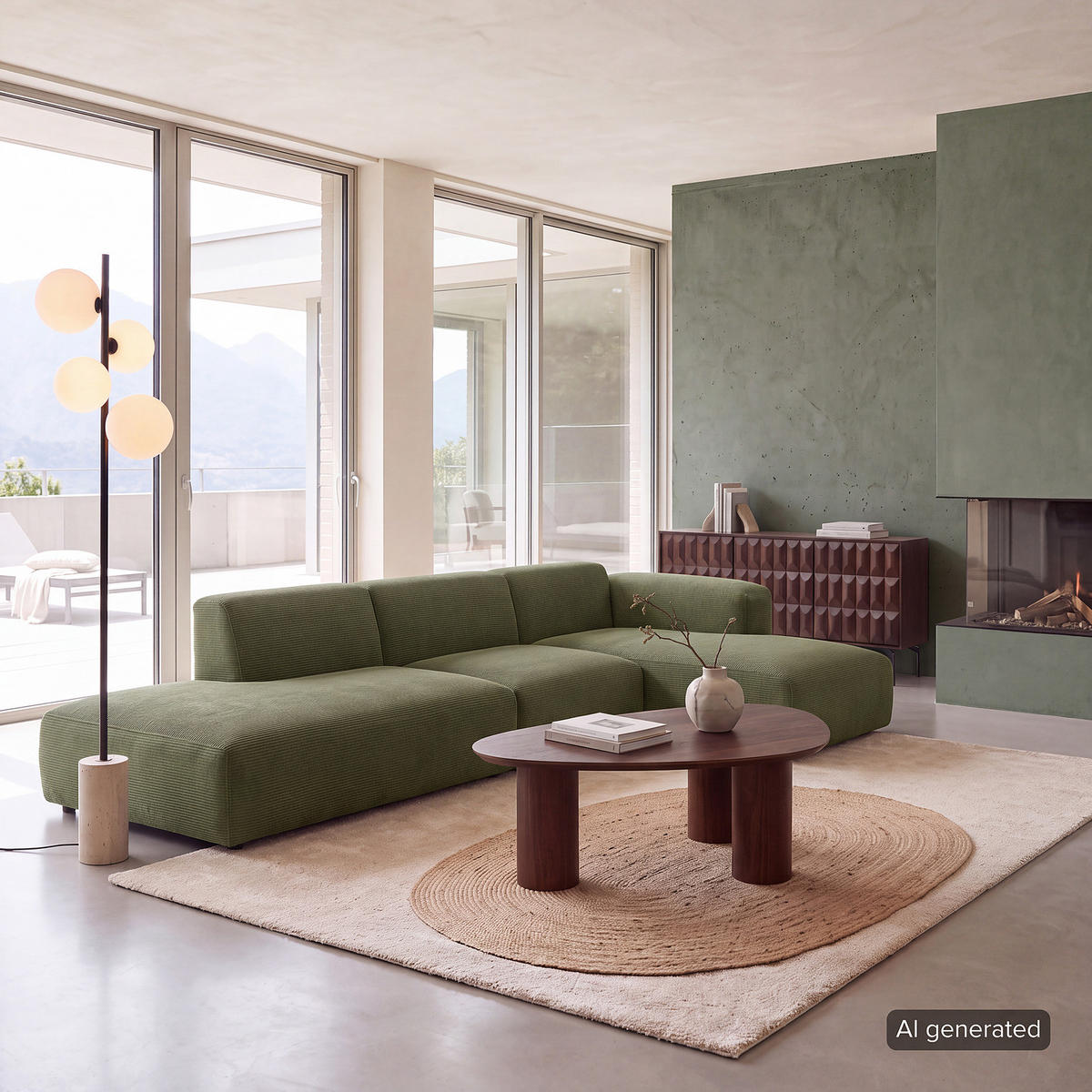 ECKSOFA mit Chaiselongue - Dunkelgrün/Schwarz, Kunststoff/Textil (290/173cm) - home24