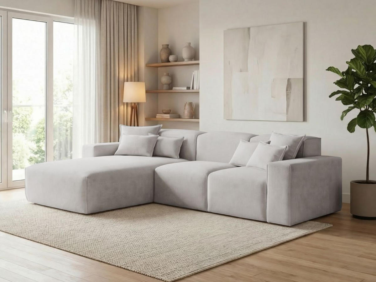 ECKSOFA Leni Grau Links - Grau, Holz/Textil (265/180cm) - Graingold