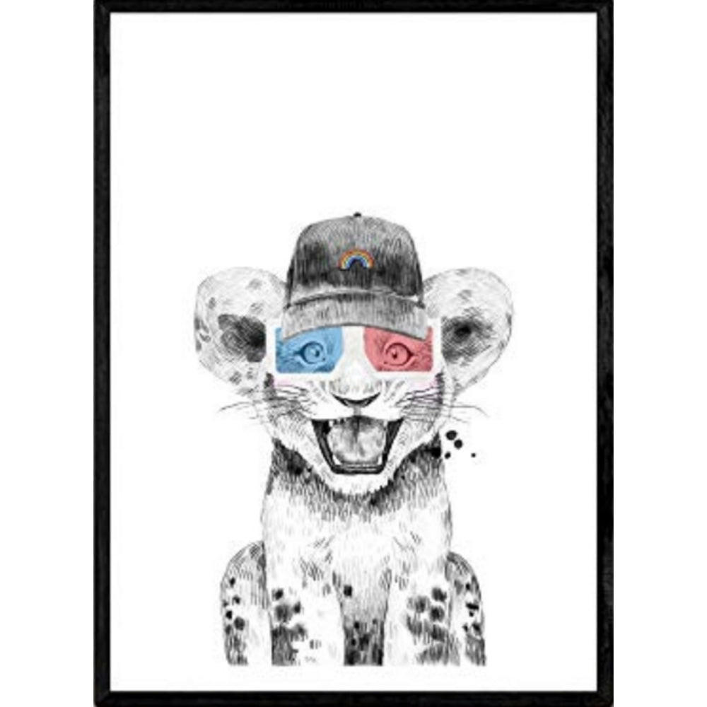 POSTER Leon Baby – Kinder A4 Schwarzer Rahmen - Schwarz, Papier (29.7/5/21cm) - Nacnic