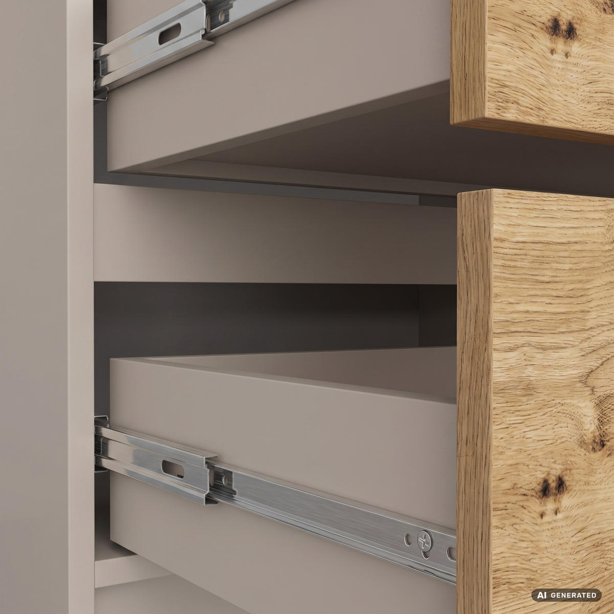 KOMMODE K120 Kaschmir 120 cm 4 Schubladen Farbe Artisan-Eiche B120xH55xT40 cm - Beige/Braun, Holzwerkstoff (120/55/40cm) - Akord