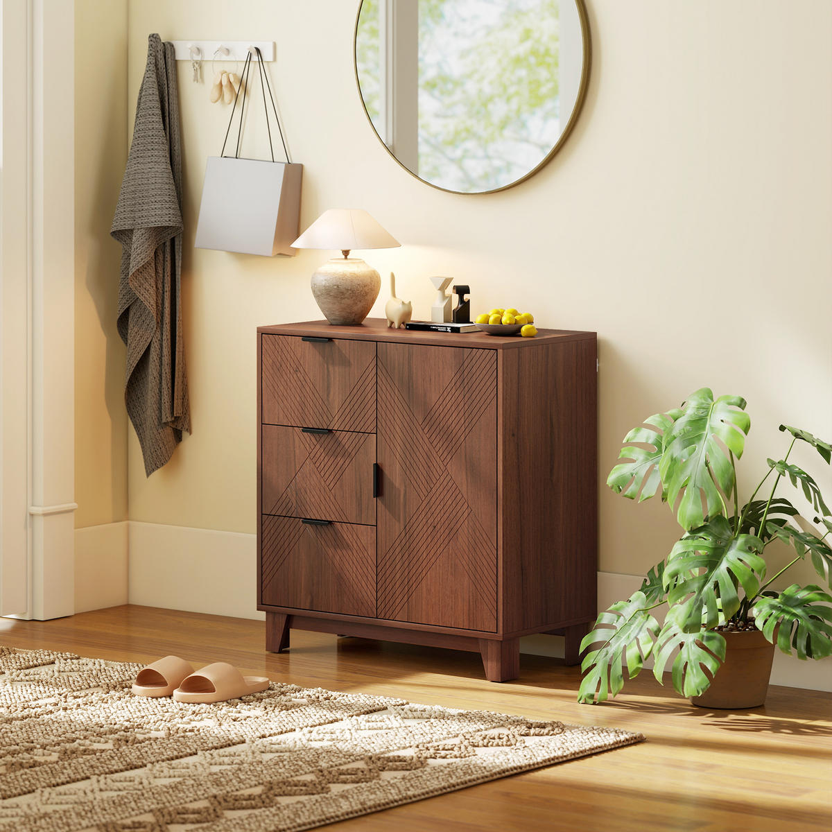 SIDEBOARD DE-11269 3 Schubladen Holzoptik Braun - Braun, Holzwerkstoff (75/80/39cm) - ComfortXL