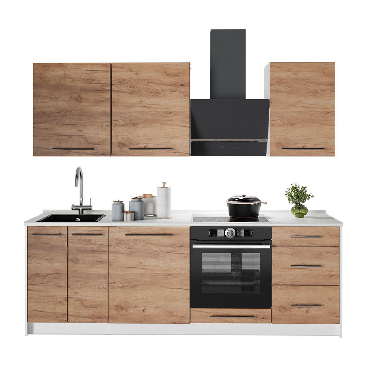 CHICINETĂ Fame-Line, Stejar auriu/Alb, 230 cm, AP Marmură - stejar miere/alb, compozit lemnos (230/206.8/60cm) - Vicco