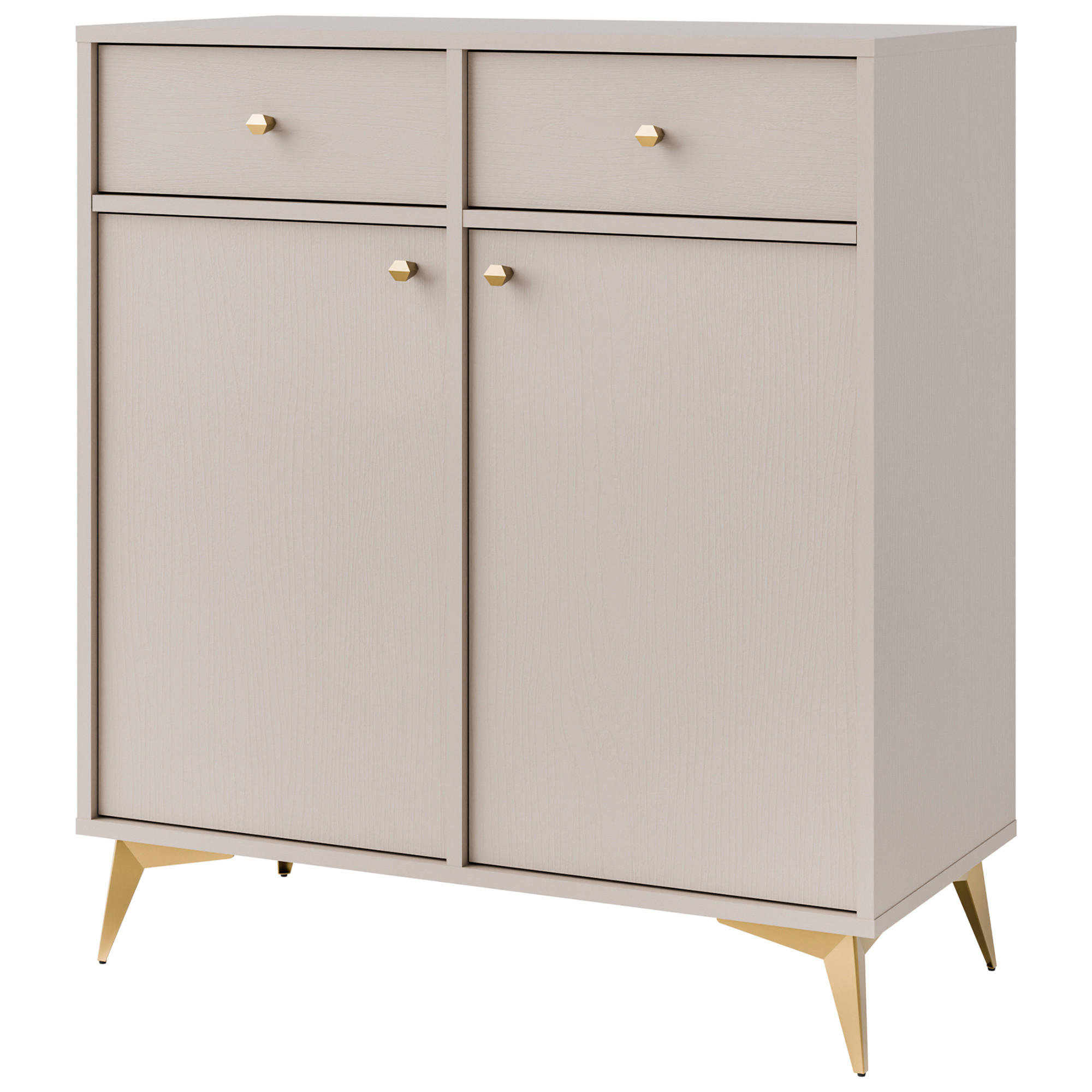 KOMMODE FLOREN, Creme/Gold - Creme, Holzwerkstoff/Metall (83.6/93.5/40.8cm) - KONSIMO®