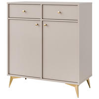 KOMMODE FLOREN, Creme/Gold - Creme, Holzwerkstoff/Metall (83.6/93.5/40.8cm) - KONSIMO®