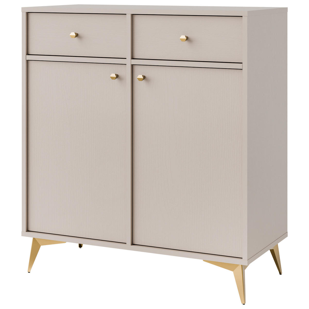 KOMMODE FLOREN, Creme/Gold - Creme, Holzwerkstoff/Metall (83.6/93.5/40.8cm) - KONSIMO®