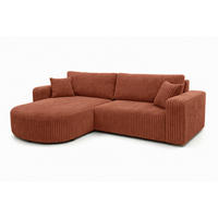 ECKSOFA Mit Schlaffunktion, Cordstoff Tilia, Kupfer, Links, ROUND ONE - Orange, Holz (244/175cm) - Kaiser Möbel