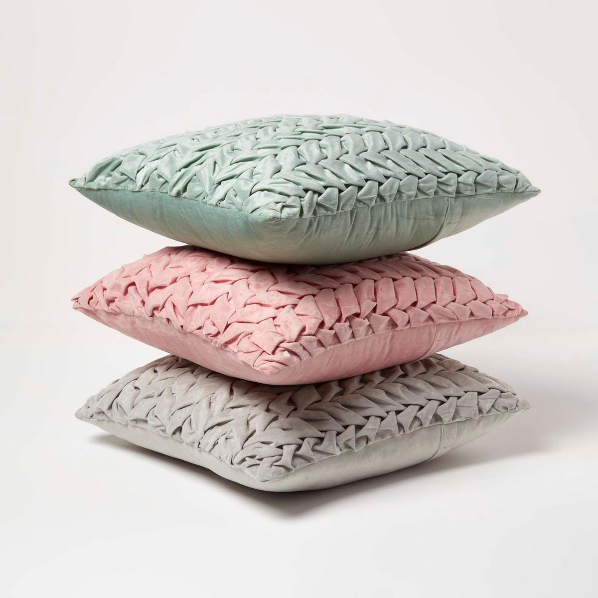 SAMTKISSEN Grace altrosa 45/45 cm plissiert in Flechtoptik - Altrosa, Textil (45/45cm) - Homescapes