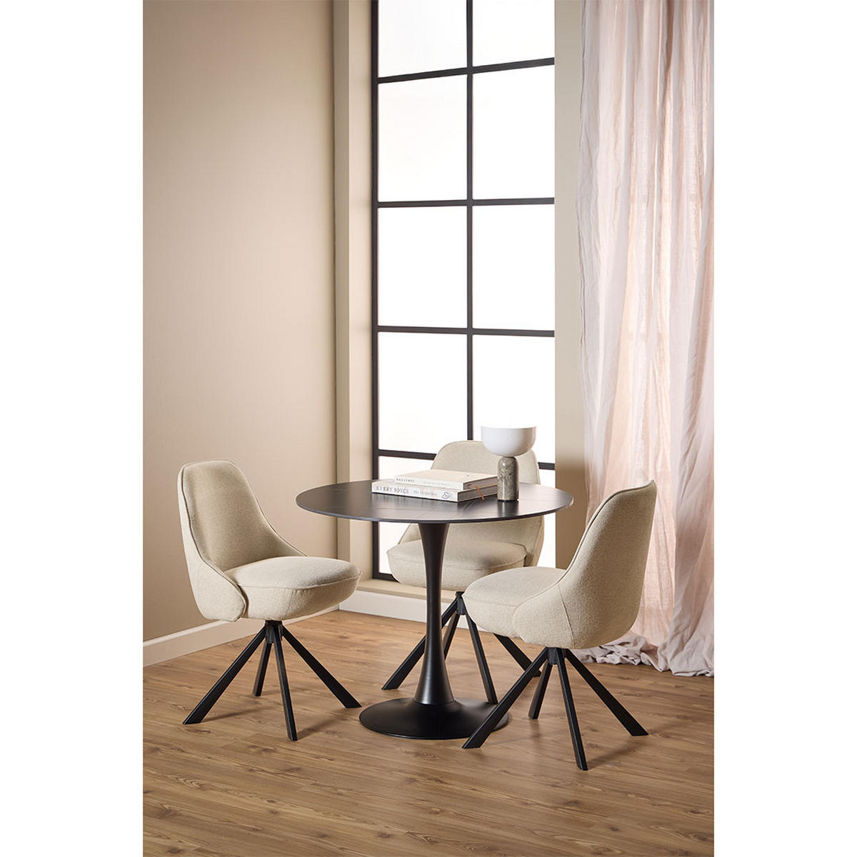 ESSTISCH, Malta, Schwarz, Metall / Keramik, 90 x 90 x 75 cm - Schwarz, Metall (90/90/75cm) - ebuy24